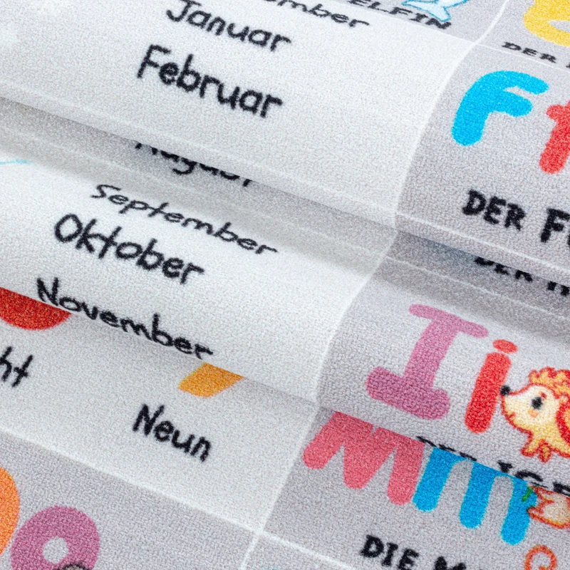Kinderteppich Flachgewebe ABC & Zahlen – Rutschfest & Waschbar für Kinderzimmer