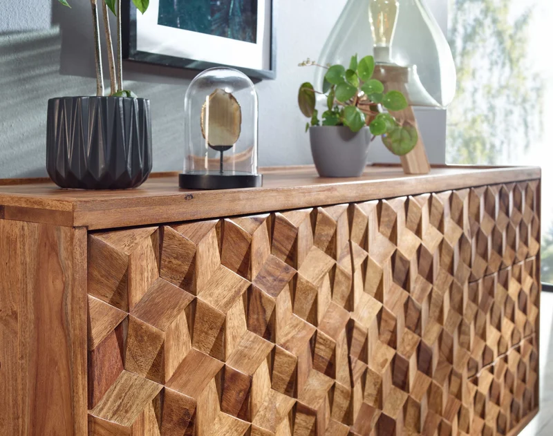 Sideboard – Massivholz, 138x76x45 cm, mit Türen und Schubladen
