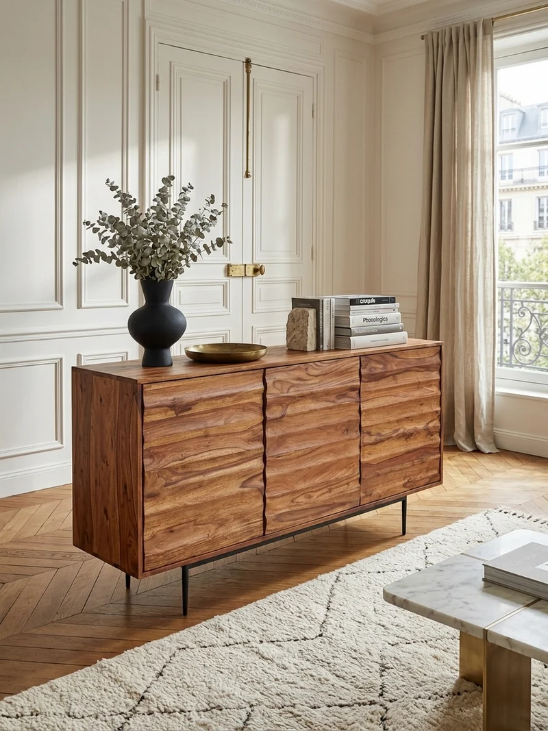 Sideboard – Massivholz, 150 cm breit, 3 Türen, modern