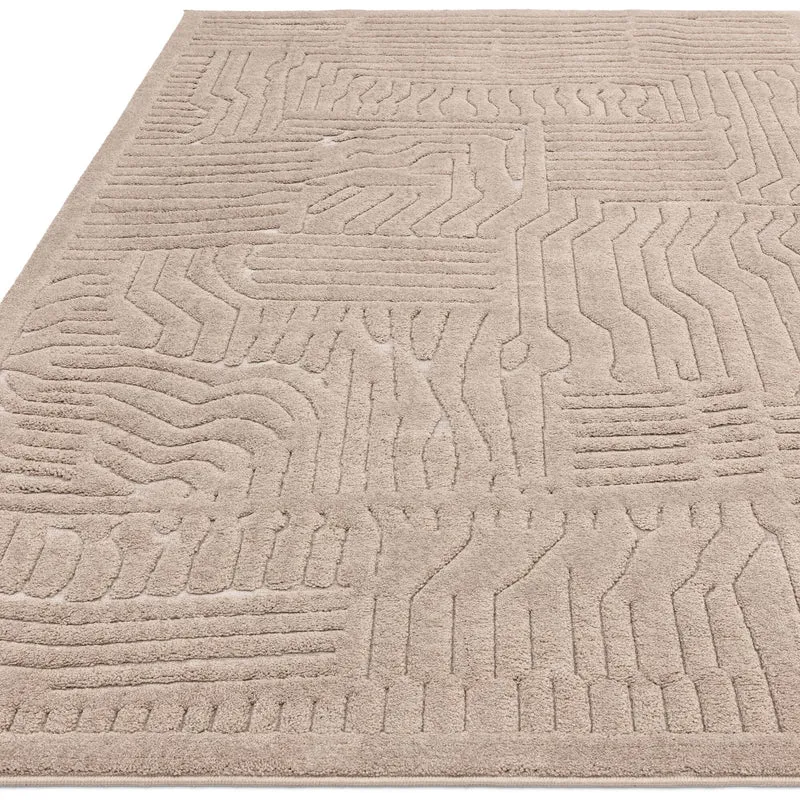 Teppich Strukturflor 3D hoch-tief abstrakt Taupe