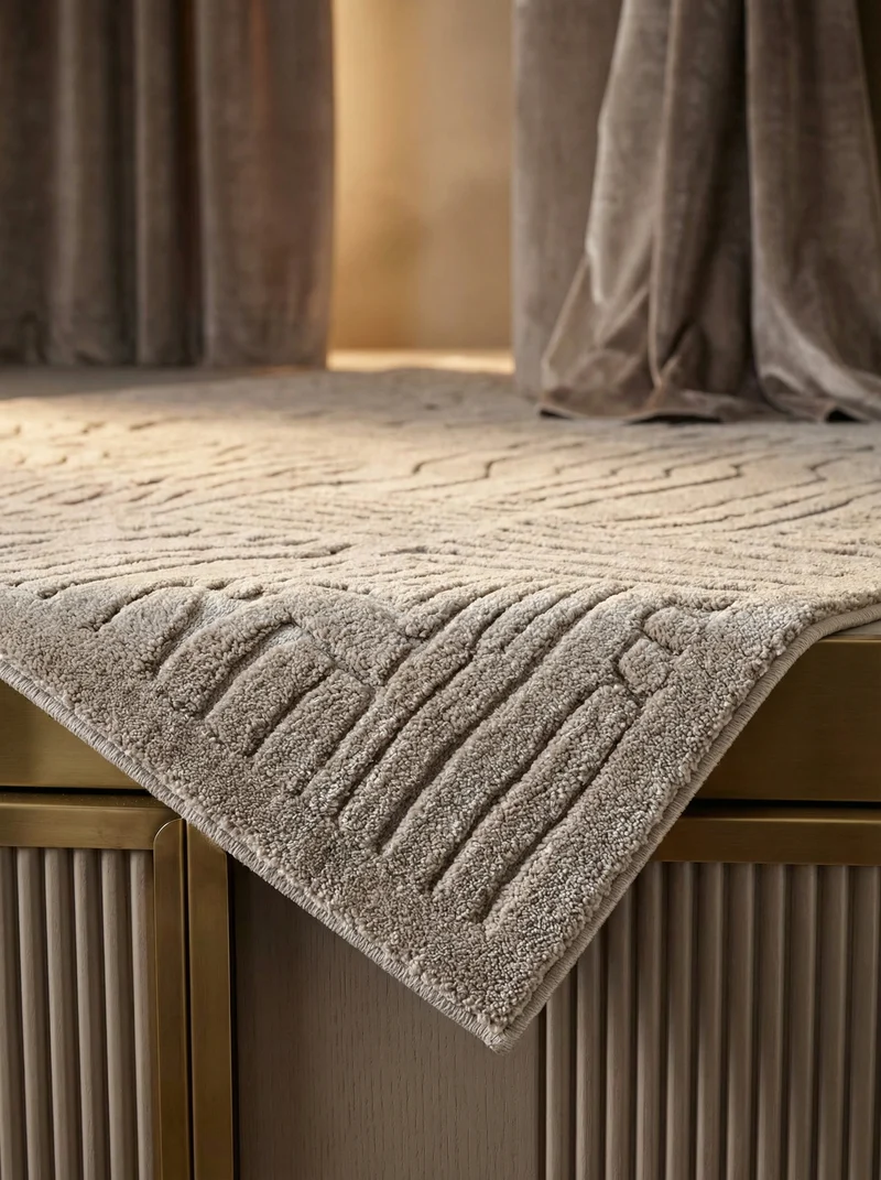 Teppich Strukturflor 3D hoch-tief abstrakt Taupe