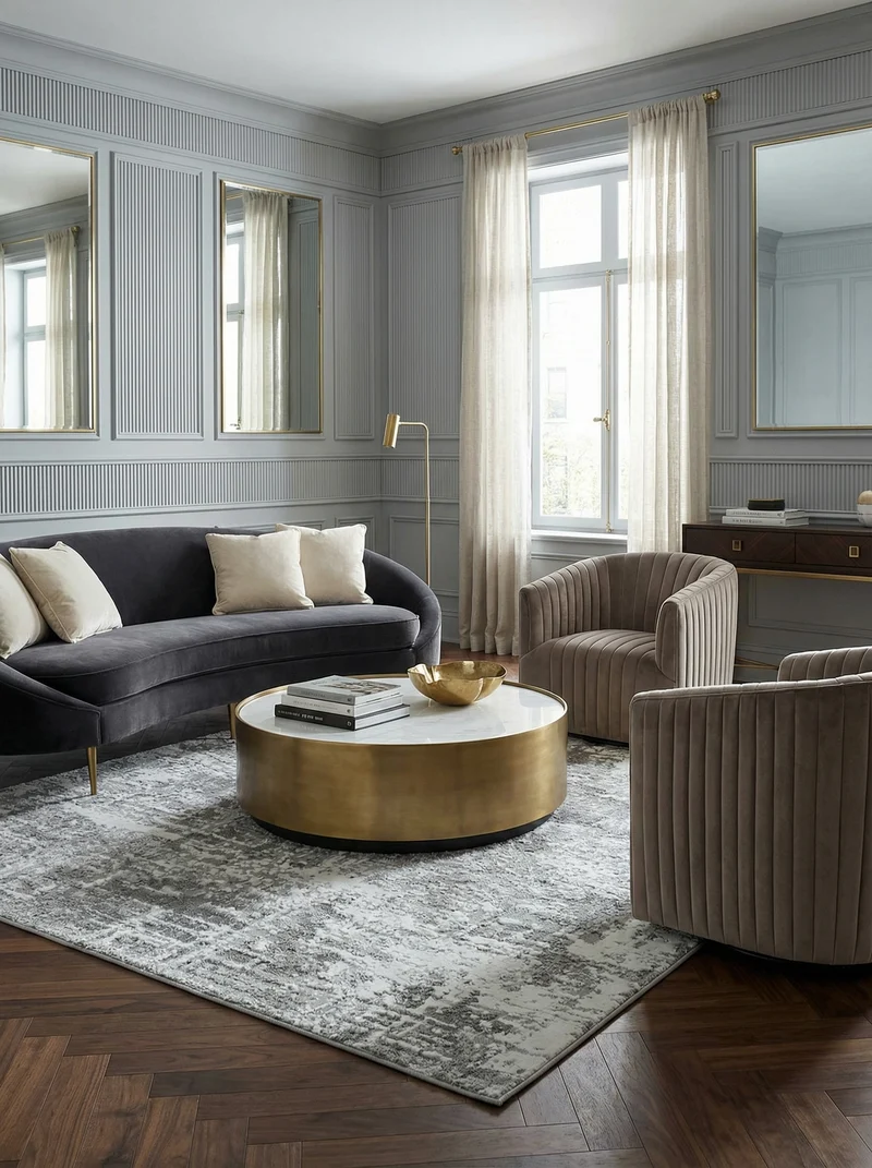 Teppich Velours mit Metallic-Glanz abstrakt robust pflegeleicht
