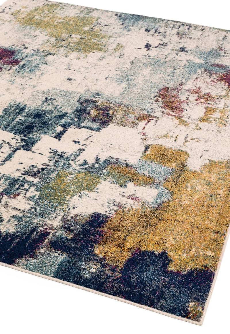 Teppich Kunstfaser kurzflor abstrakt bunt