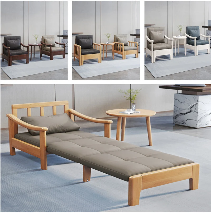 2-in-1-Schlafsofa aus massivem Holz
