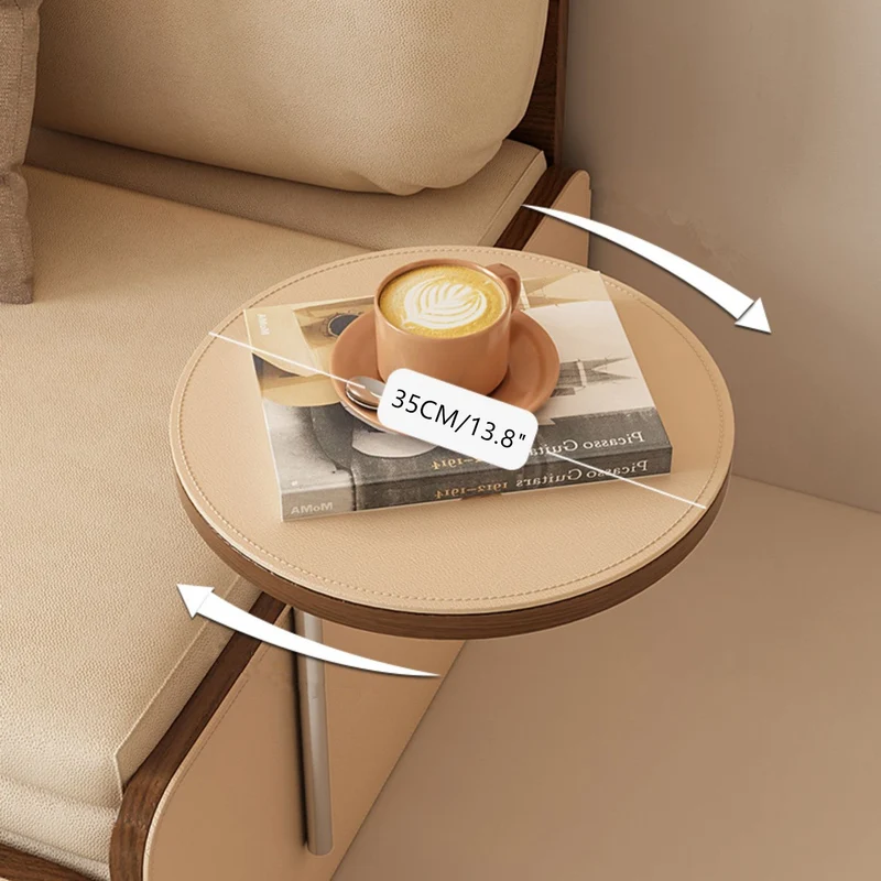 Nordic Modern Ausziehbares Schlafsofa aus Leder mit drehbarem Schreibtisch