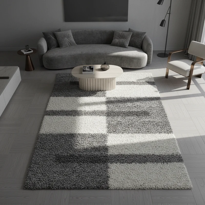 Shaggy Hochflor-Teppich Karo – Waschbar & Flauschig | 3,00 cm Florhöhe für Barfußkomfort