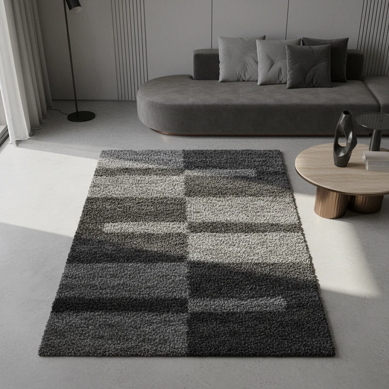 Shaggy Hochflor-Teppich Karo – Waschbar & Flauschig | 3,00 cm Florhöhe für Barfußkomfort