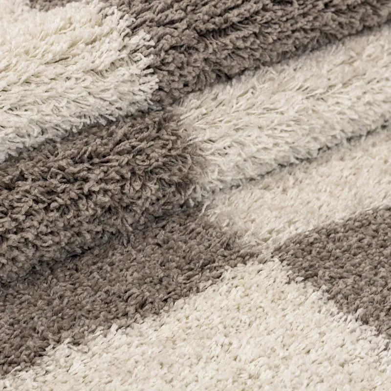 Shaggy Hochflor-Teppich Karo – Waschbar & Flauschig | 3,00 cm Florhöhe für Barfußkomfort