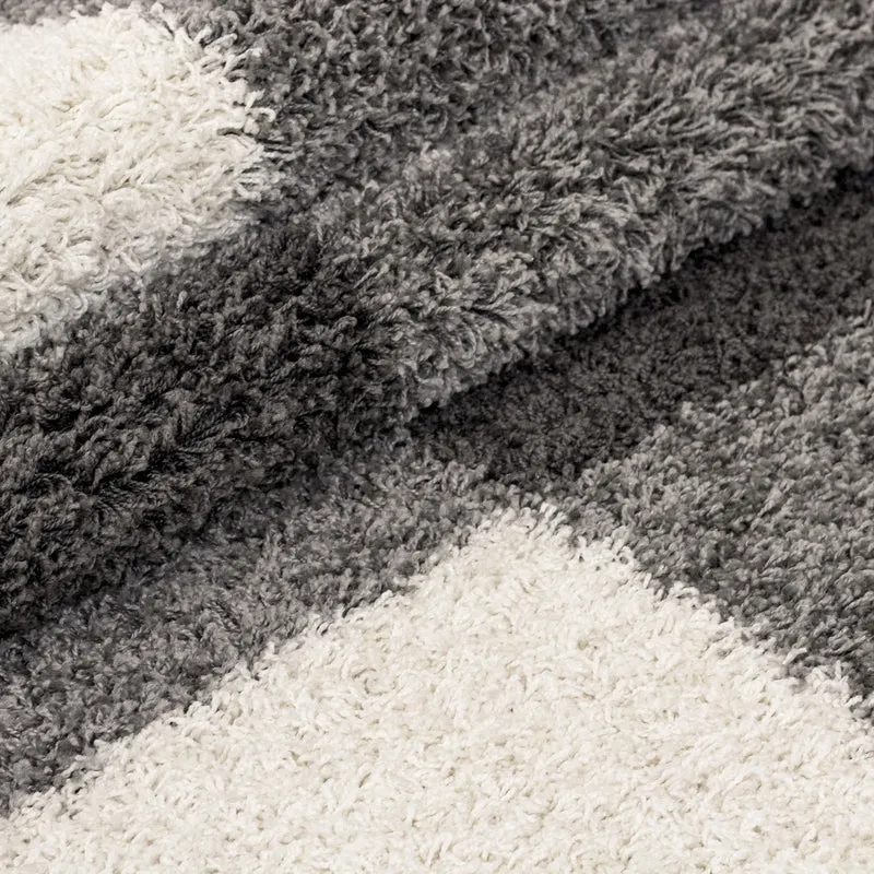 Shaggy Hochflor-Teppich Karo – Waschbar & Flauschig | 3,00 cm Florhöhe für Barfußkomfort