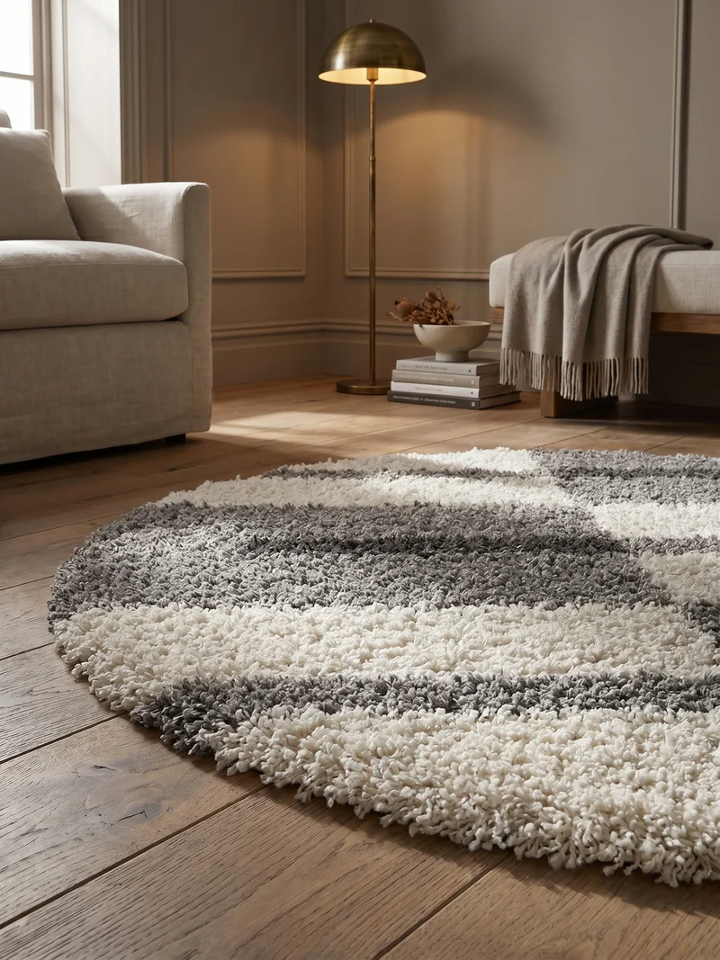 Shaggy Hochflor-Teppich Karo – Waschbar & Flauschig | 3,00 cm Florhöhe für Barfußkomfort