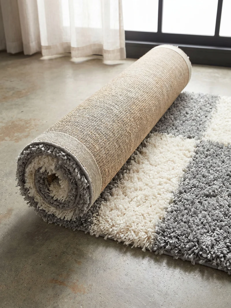 Shaggy Hochflor-Teppich Karo – Waschbar & Flauschig | 3,00 cm Florhöhe für Barfußkomfort