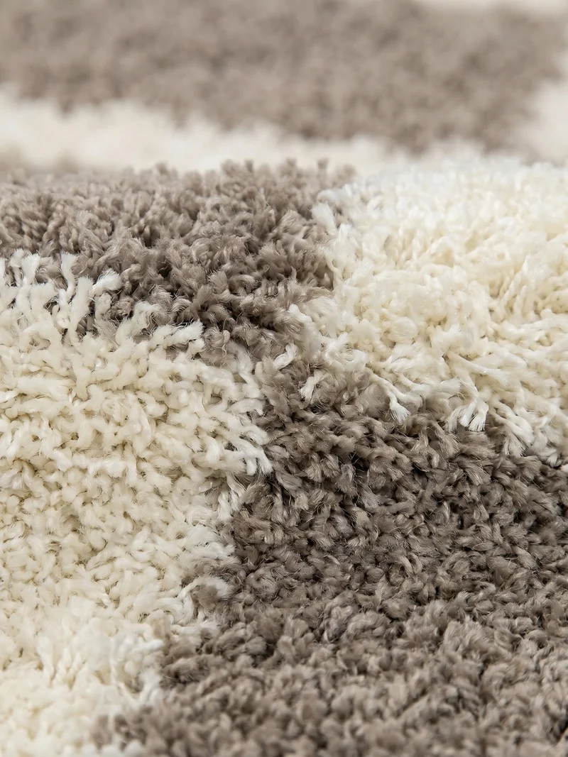 Shaggy Hochflor-Teppich Karo – Waschbar & Flauschig | 3,00 cm Florhöhe für Barfußkomfort