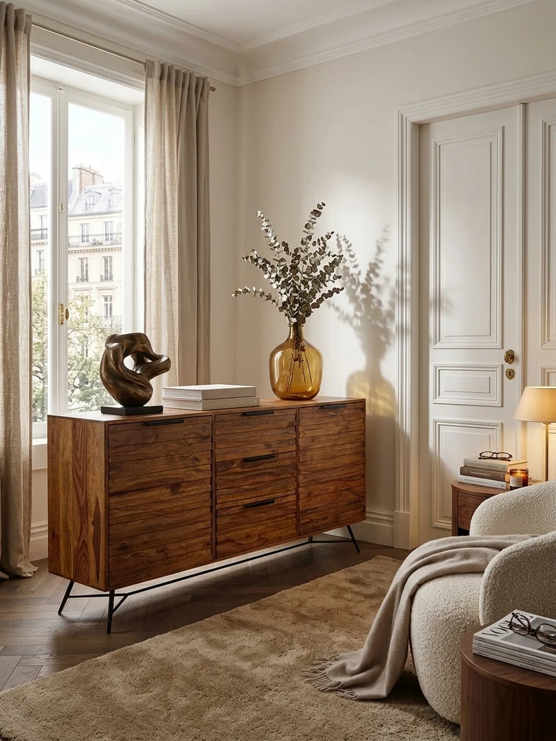 Sideboard –, Massivholz, 160x40x88 cm, Industrial-Stil