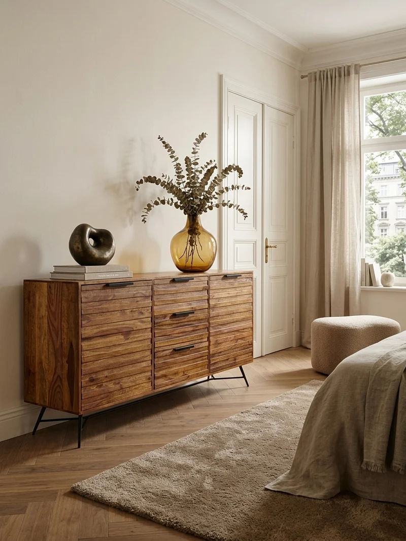 Sideboard –, Massivholz, 160x40x88 cm, Industrial-Stil
