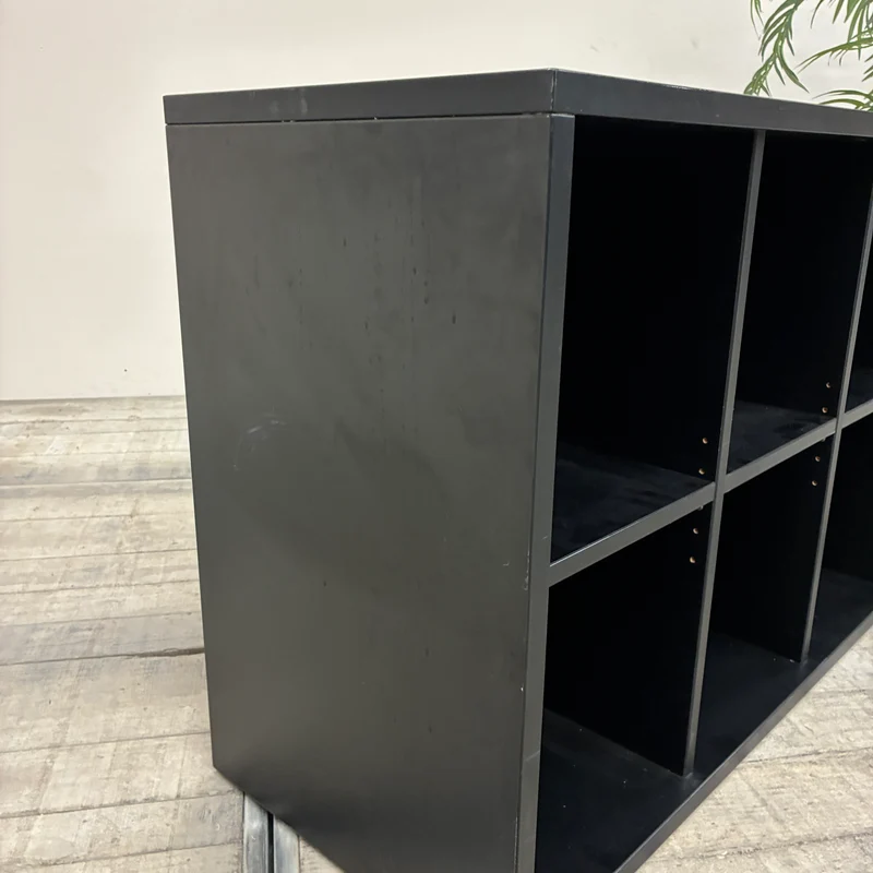 Büro Regal Sideboard Schwarz Holz Mit 6 Fächern Regal Gebraucht