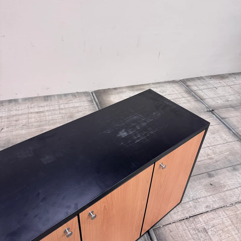 Aktenschrank Schwarz Braun Holz Mit 4 Fächern Büro Schrank Gebraucht