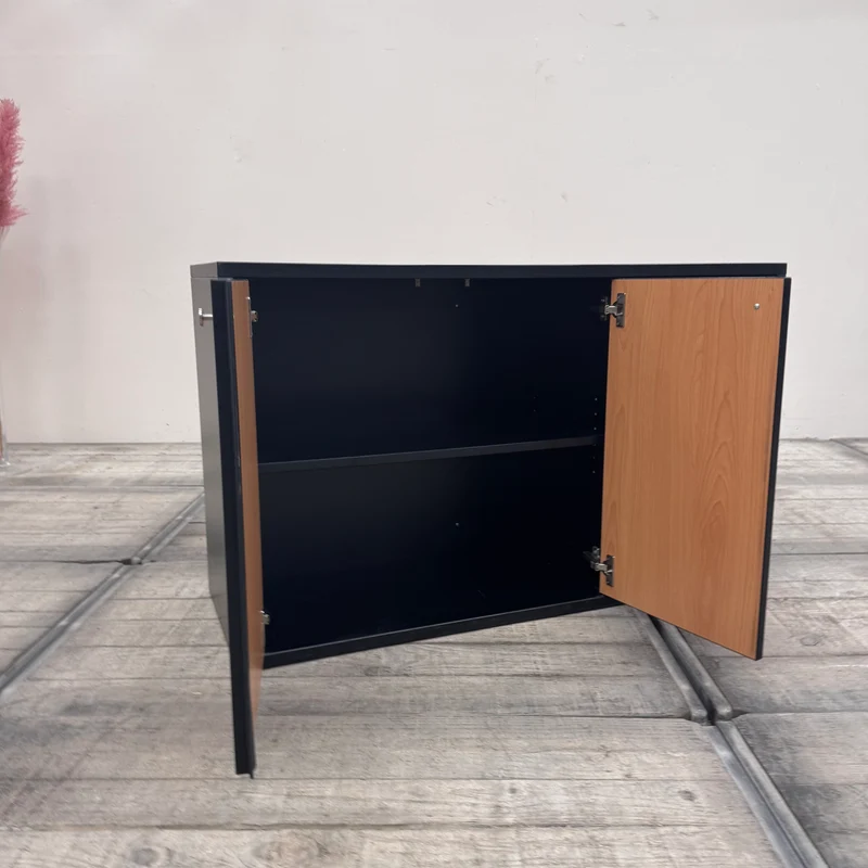 Aktenschrank Schwarz Braun Holz Mit 4 Fächern Büro Schrank Gebraucht