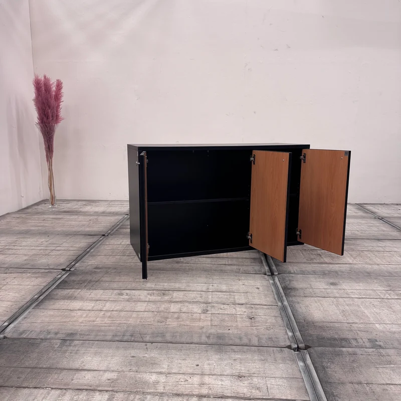 Aktenschrank Schwarz Braun Holz Mit 4 Fächern Büro Schrank Gebraucht