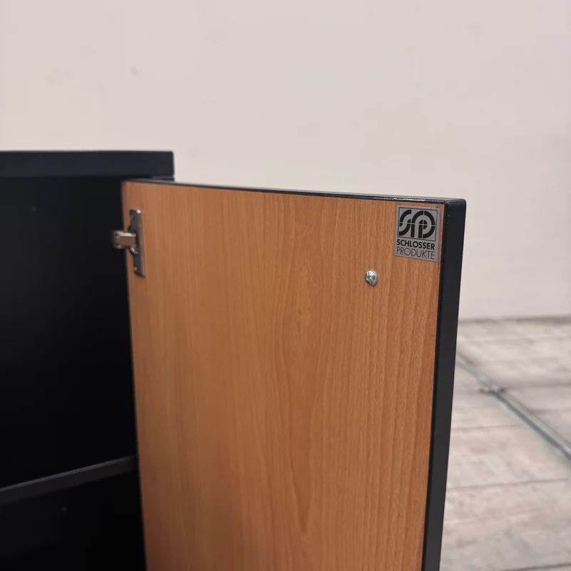Aktenschrank Schwarz Braun Holz Mit 4 Fächern Büro Schrank Gebraucht