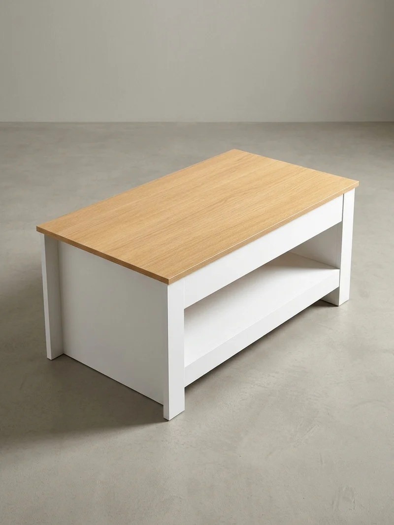 Couchtisch in Anthrazit, Holz mit Stauraum, Abgesetztes Design, Kratz- und Wasserbeständig