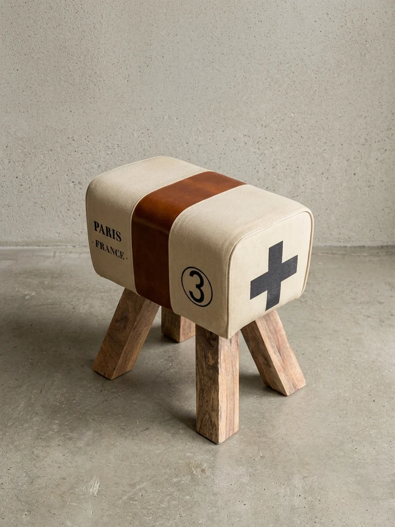 Sitzhocker Retro Landhaus Holzbeine