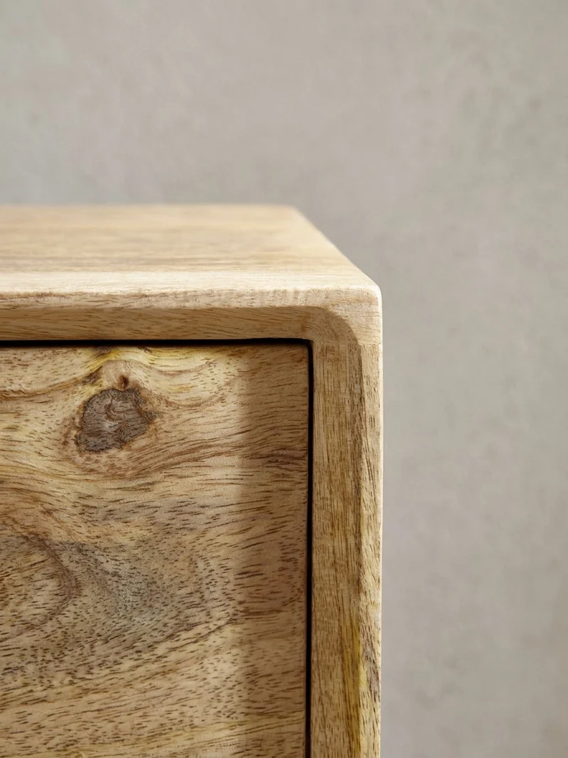 Sitzbank – Mango Holz, Schwarz, Schubladen, Retro-Stil