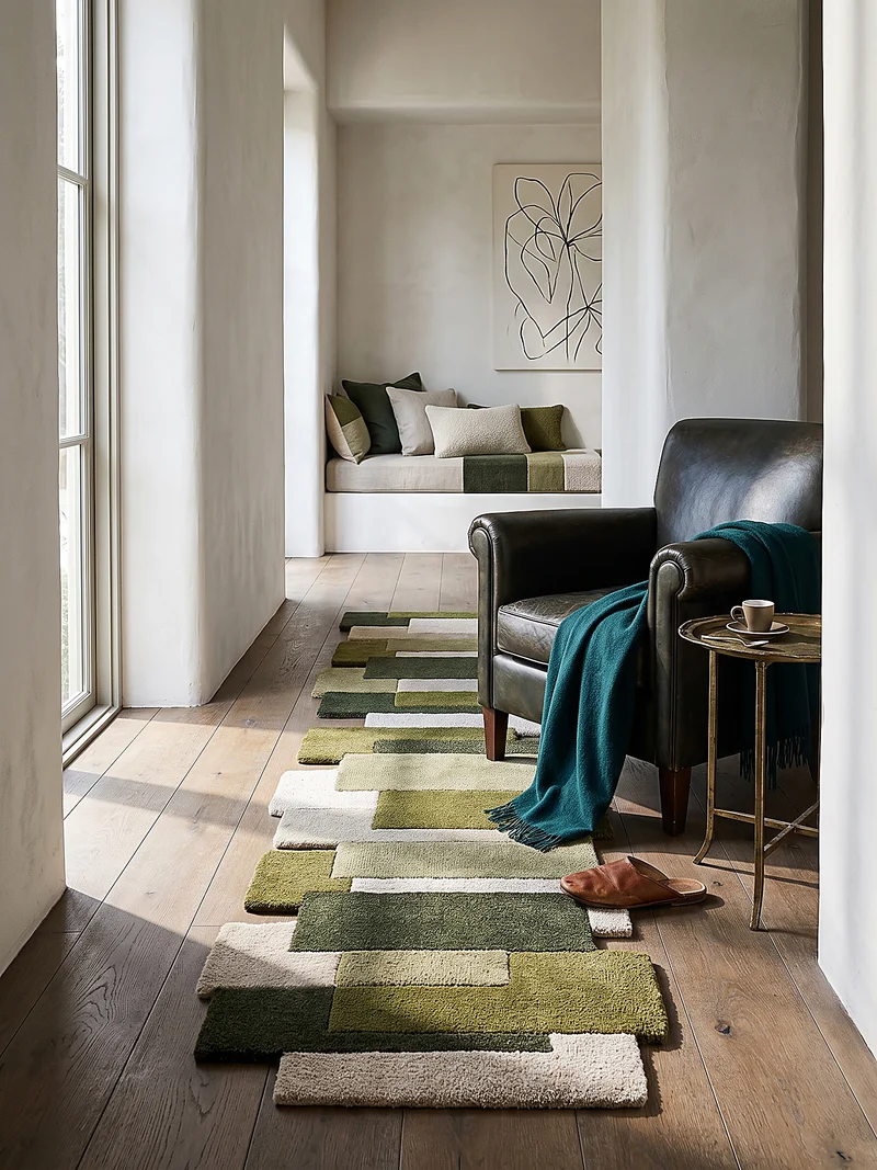 Wollteppich Cut-Out-Geometrie · 100 % Wolle · 10 mm Kurzflor