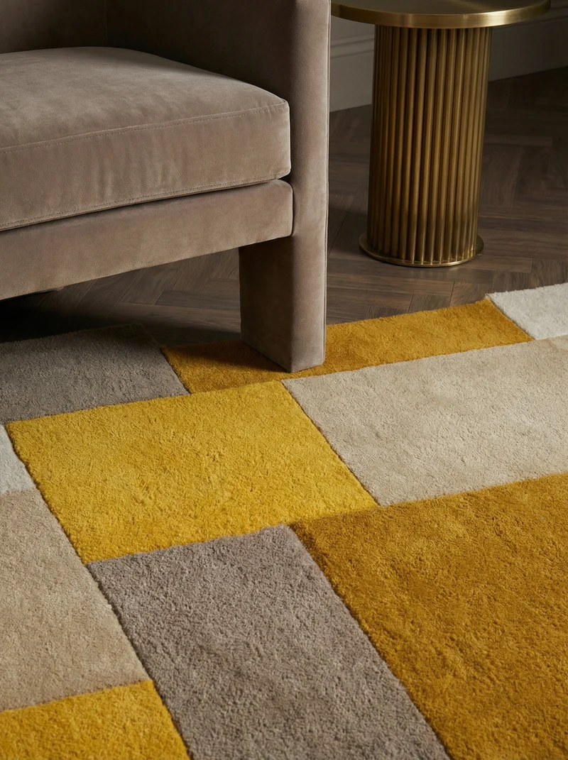 Wollteppich Cut-Out-Geometrie · 100 % Wolle · 10 mm Kurzflor