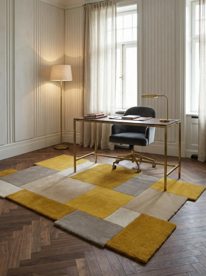 Wollteppich Cut-Out-Geometrie · 100 % Wolle · 10 mm Kurzflor