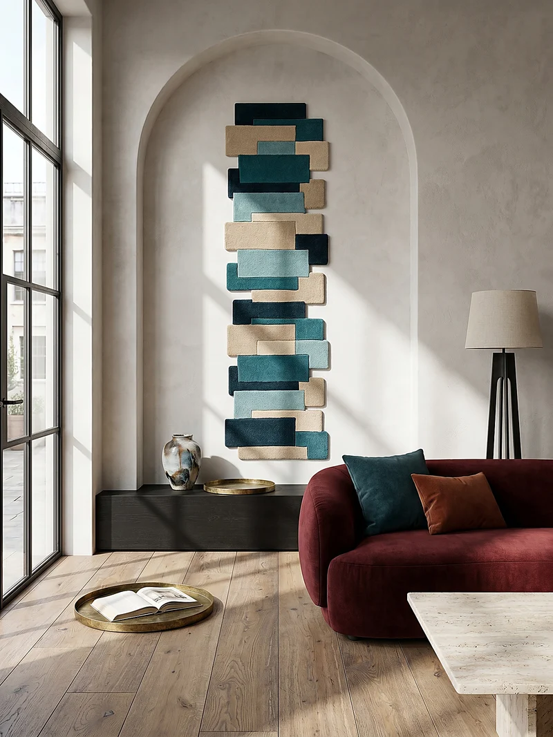 Wollteppich Cut-Out-Geometrie · 100 % Wolle · 10 mm Kurzflor