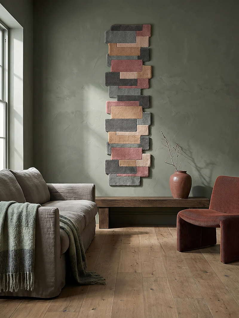 Wollteppich Cut-Out-Geometrie · 100 % Wolle · 10 mm Kurzflor