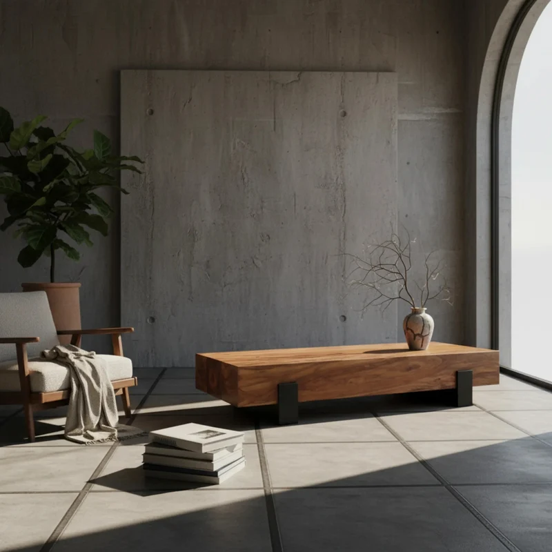 Sofatisch Massivholz, Handgefertigt, Schutzlackversiegelt, Puristisch Modern, 115x44x22cm