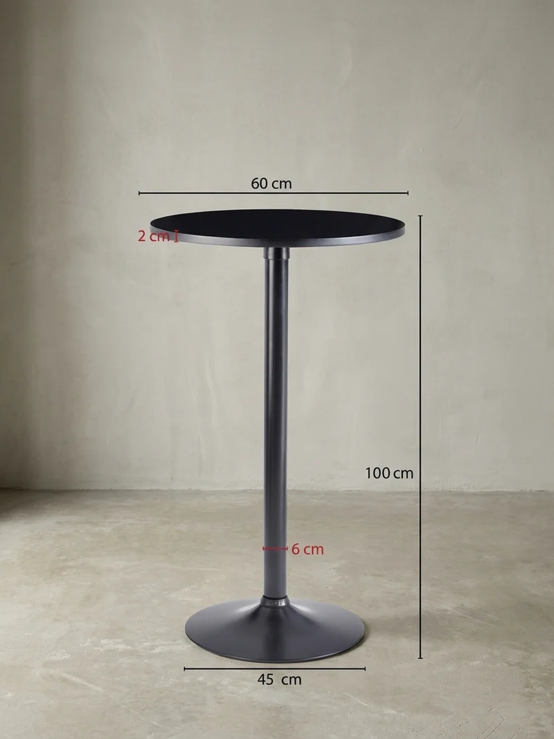 Bartisch – Schwarz, Trompetenfuß, 30 kg Belastbarkeit