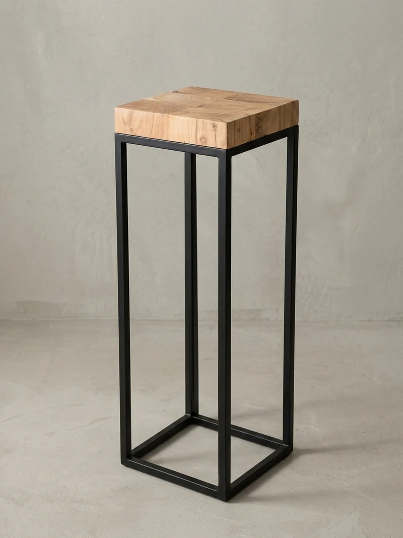 Beistelltisch – Akazienholz Metall Natur B×H×T 30×97×30 cm Industrial