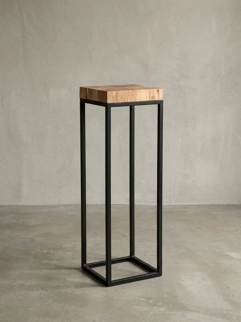 Beistelltisch – Akazienholz Metall Natur B×H×T 30×97×30 cm Industrial
