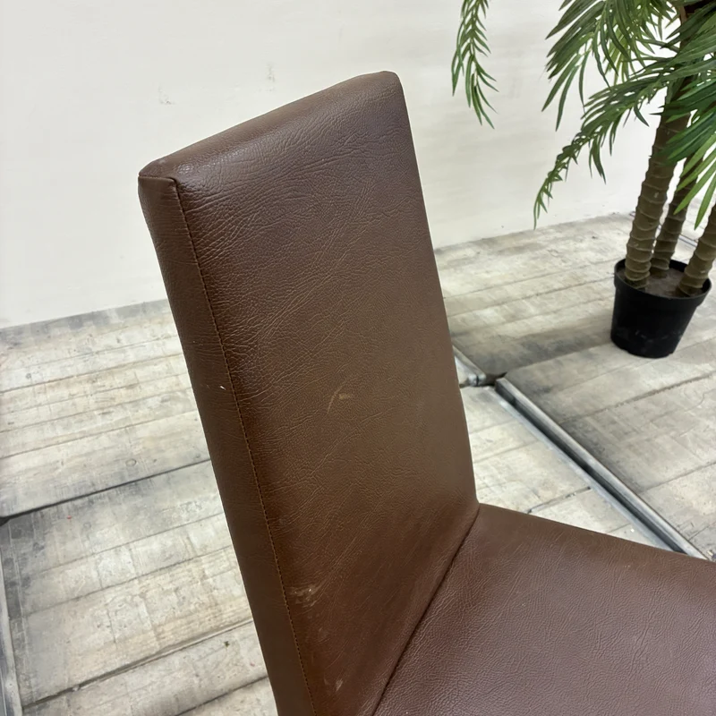 Esszimmerstuhl Braun Kunstleder Gepolstert Stuhl Gebraucht