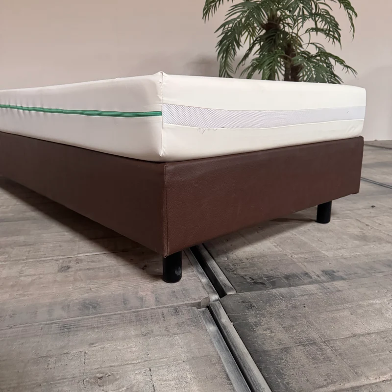 Boxspringbett Einzelbett 90x200 mit Kaltschaum Matratze Braun Leder Bett Gebraucht
