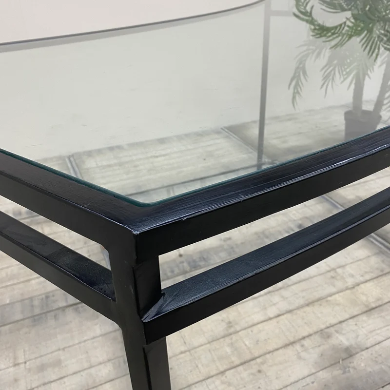 Stehtisch schwarz Glas Eisen Tisch 190x110 Geschwungen Gebraucht