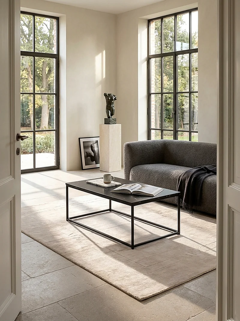 Couchtisch mit Marmor-Optik, Metallbeine, rechteckig, Serie