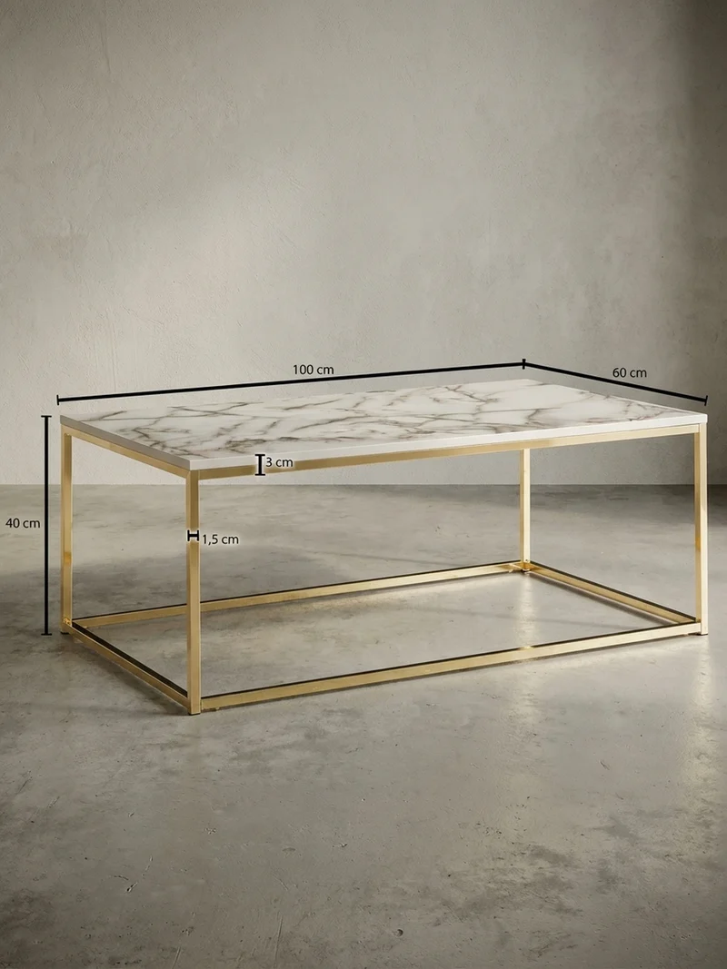Couchtisch mit Marmor-Optik, Metallbeine, rechteckig, Serie