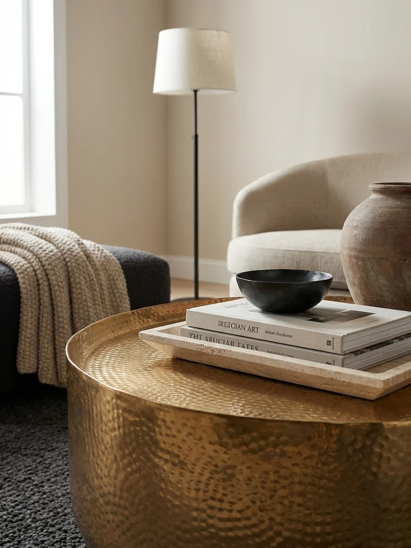Couchtisch Orientalisch mit Hammerschlag-Struktur aus Aluminium und hohler Bauweise