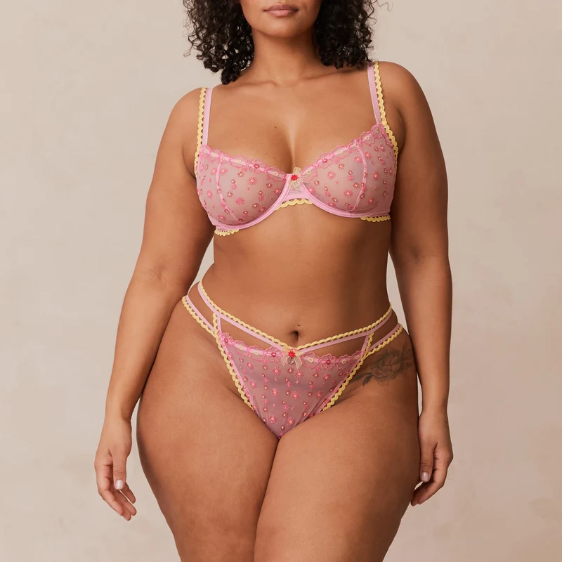 Daisy Embroidered Balcony BH - Rosa