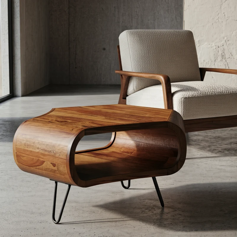 Couchtisch Sheesham Holz in Landhaus-Stil mit Stauraum, Maße 55x38x55 cm