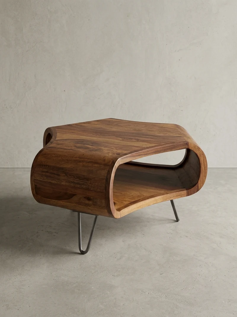 Couchtisch Sheesham Holz in Landhaus-Stil mit Stauraum, Maße 55x38x55 cm