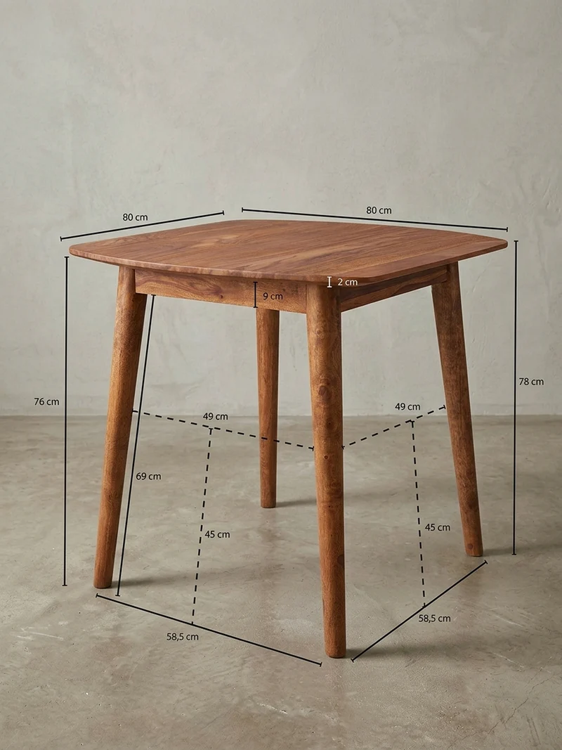 Esszimmertisch – Massivholz Braun 80x80 cm Landhausstil robust