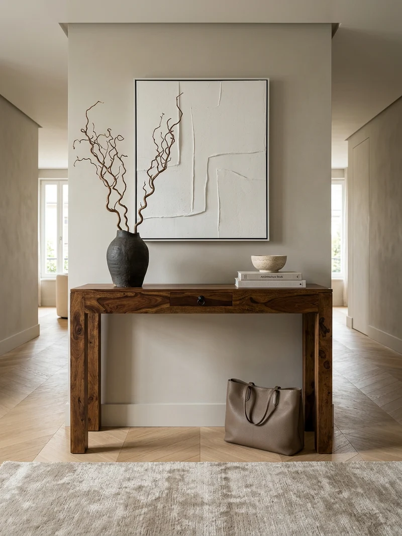 Konsolentisch Akazienholz Schublade Landhausstil