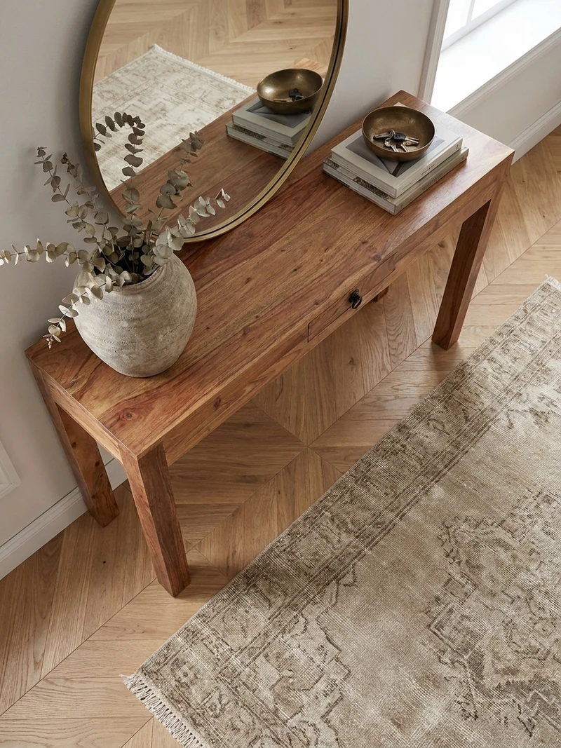 Konsolentisch Akazienholz Schublade Landhausstil