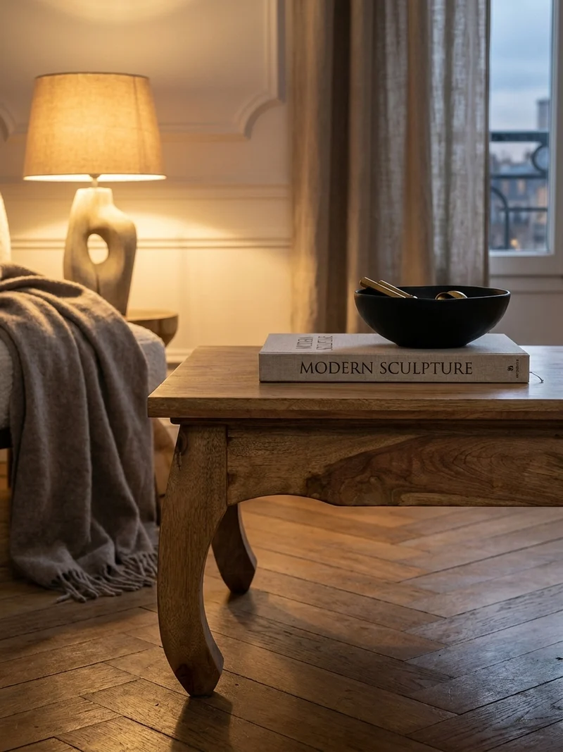 Couchtisch in Opium-Form aus Massivholz Akazie/Sheesham handgefertigt