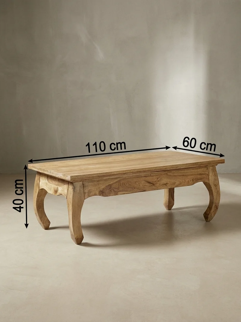 Couchtisch in Opium-Form aus Massivholz Akazie/Sheesham handgefertigt