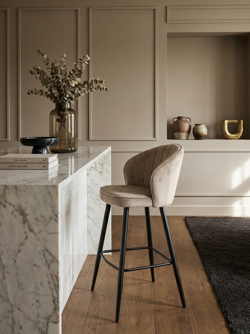 Barhocker Samt Metallbeine Skandi-Stil
